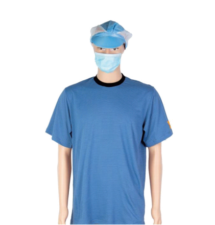 एलएन-1560109 यूनिसेक्स ईएसडी टी-शर्ट एंटी-स्टैटिक क्लॉथिंग क्लीन रूम लेबोरेटरी वॉशेबल टी-शर्ट का उपयोग करें